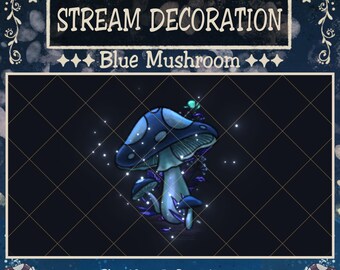 Animated Magical Glowing Blue Mushroom Twitch Decoration, Poison Mushroom Plant, Light Cottagecore Stream Alerts, Vtuber Asset, Obs, Discord