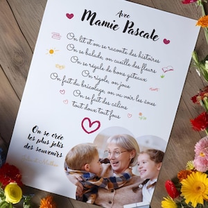 affiche avec mamie - texte personnalisé à imprimer format A4 ou A4 Affiche à encadre cadeau personnalisé avec photo - grand-mère