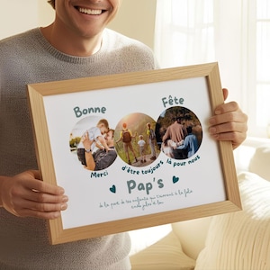 BONNE FETE PAPA avec photos  affiche à imprimer template canva fête des pères A5 ou A4 carte  cadeau personnalisé dernière minute !