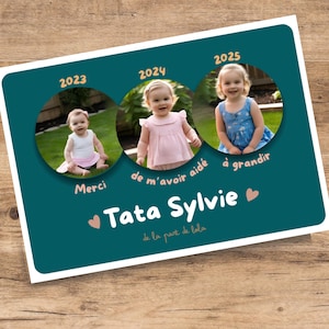 MERCI Nounou avec photos  affiche à imprimer format A5 ou A4 carte remerciement cadeau personnalisé enfant avant / après - crèche ou mam
