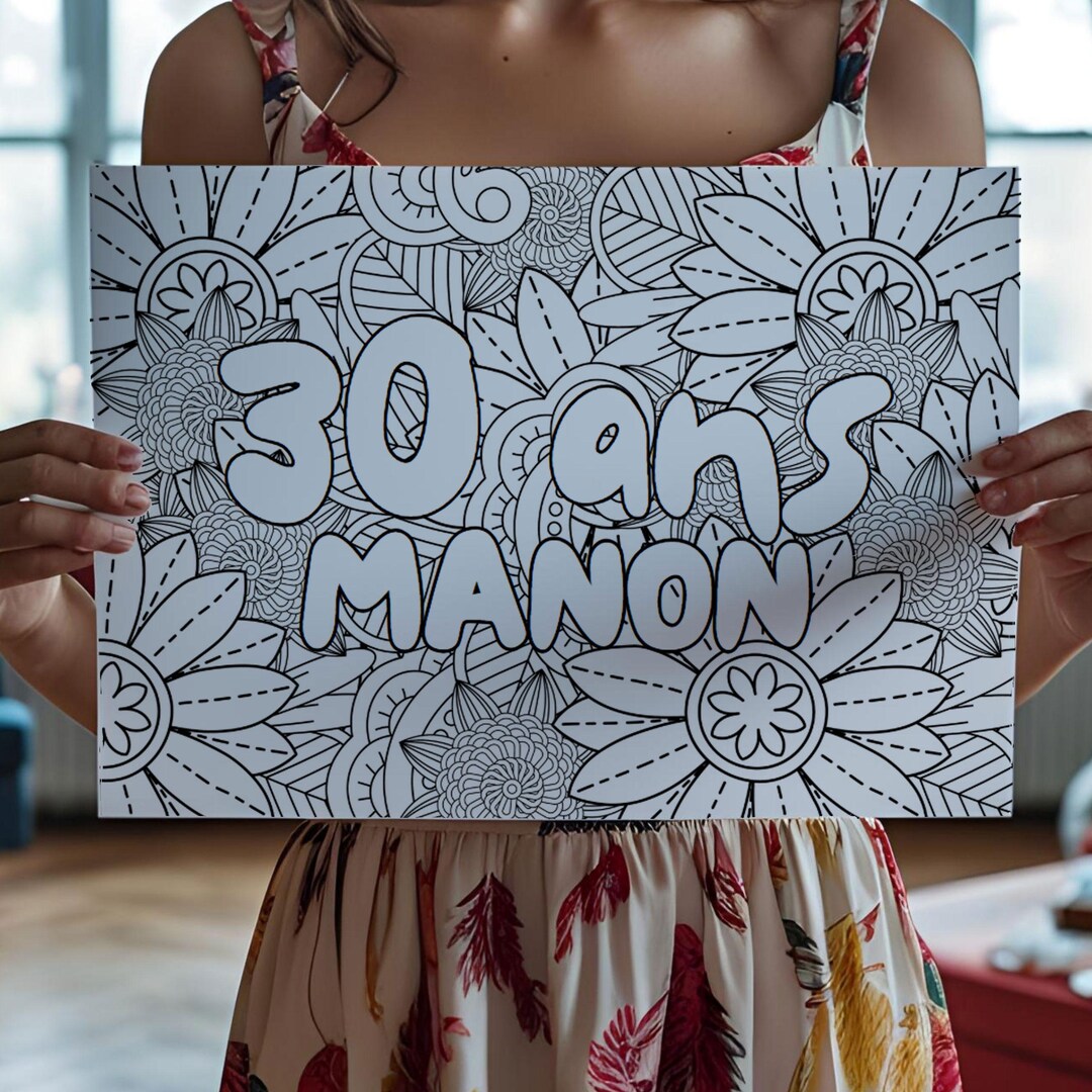 30th Colouring 30th Birthday Coloring Poster + Printable Name - Party Game Activity ...