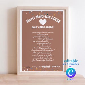 Geschenk zum Ende des Schuljahres für Lehrer - Karte zum Ändern und Ausdrucken Dankeskarte für Lehrer - Canva-Vorlage mit Text und Vornamen