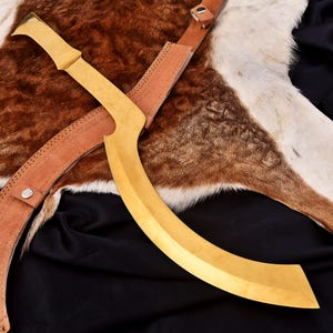 Handmade Bronze Khopesh Sword: Ancient Egyptian Replica with Leather Sheath