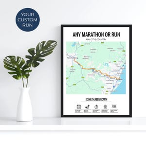 Personalized Custom Running Map Poster | Custom Marathon Parkrun Any Run Art from Strava or GPX | Unique Runner Gift | Tracked Run Map