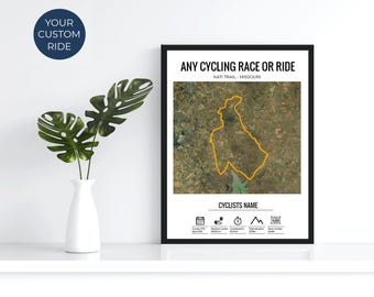 Custom Cycling Route Map Poster: Personalized Bike Ride Art
