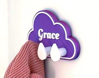 Personalized Baby Name Wall Hook: Crown or Cloud Nursery Decor
