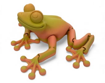 Articulated 3D Printed Frog Toy | Flexible Fidget Desk Pet