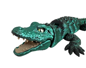 3D Printed Articulated Alligator: Poseable Reptile Desk Pet
