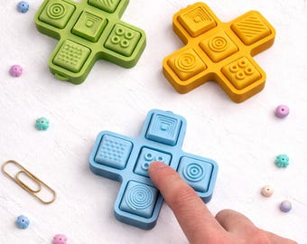 Sensory Textured Fidget Clicker for Anxiety Relief – Quiet or Clicky Button Stim Toy