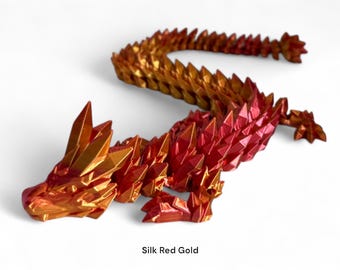 Articulated Crystal Dragon Fidget: 3D Printed Silk PLA Desk Toy
