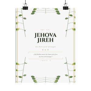 Jehova Jireh Poster | Der Herr wird versorgen | Christliche Wandkunst | Bibelvers Bild | Geschenk Glaube | 1. Mose 22:14