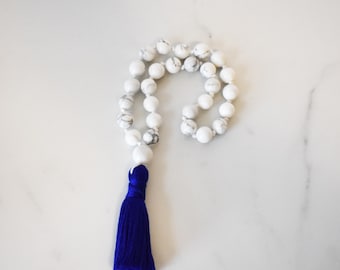 White Howlite Mini Mala: 27 Bead Meditation Prayer Beads