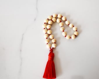27 Bead Light Wood Mini Mala: Hand-Knotted Grounding Meditation Beads