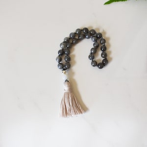 Labradorite Mini Mala, Watch Over Me 27 Bead Protection Mala, Knotted Mala, Mrditation Quarter Mala, Moonstone Mala, Meditation Mini Mala image 2