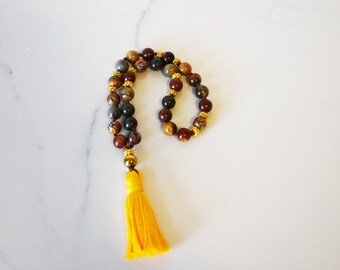 Red Creek Jasper 27 Bead Mala: Hand Knotted Meditation Beads