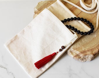 Mala Bag with Tassel, Mala Storage Bag, Prayer Beads Bag, Medicine Bag, Zip Front Bag, Meditation Bag, Adjustable Bag, Cross Body Bag