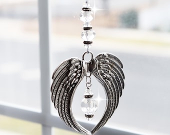 Angel Wings Suncatcher: Clear Crystal Guardian Angel Gift