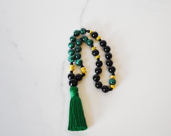 Malachite & Black Onyx Mini Mala: 27 Bead Meditation Beads