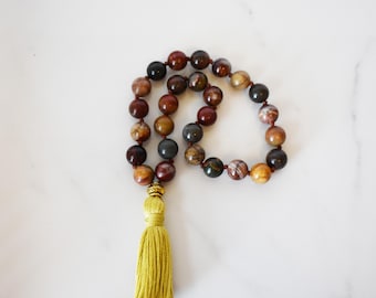 Red Creek Jasper Mala: 27 Bead Meditation Pocket Mala