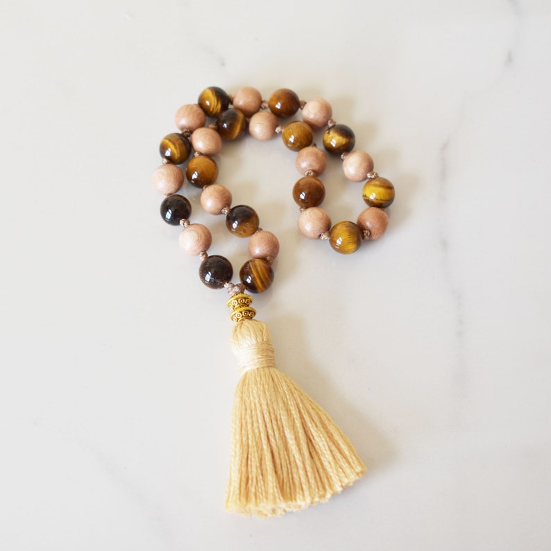 27 Bead Tiger Eye and Rosewood Mini Mala, Stress Relief, Meditation Mala, Pocket Mala, Meditation Beads, Mindfulness Gift, Handmade Gift image 4