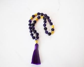 Amethyst Meditation Mala: 27 Bead Hand-Knotted Mini Mala
