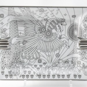 Hermes La Source de Pegase Change tray white silver Ashtray Pegasus horse plate porcelain
