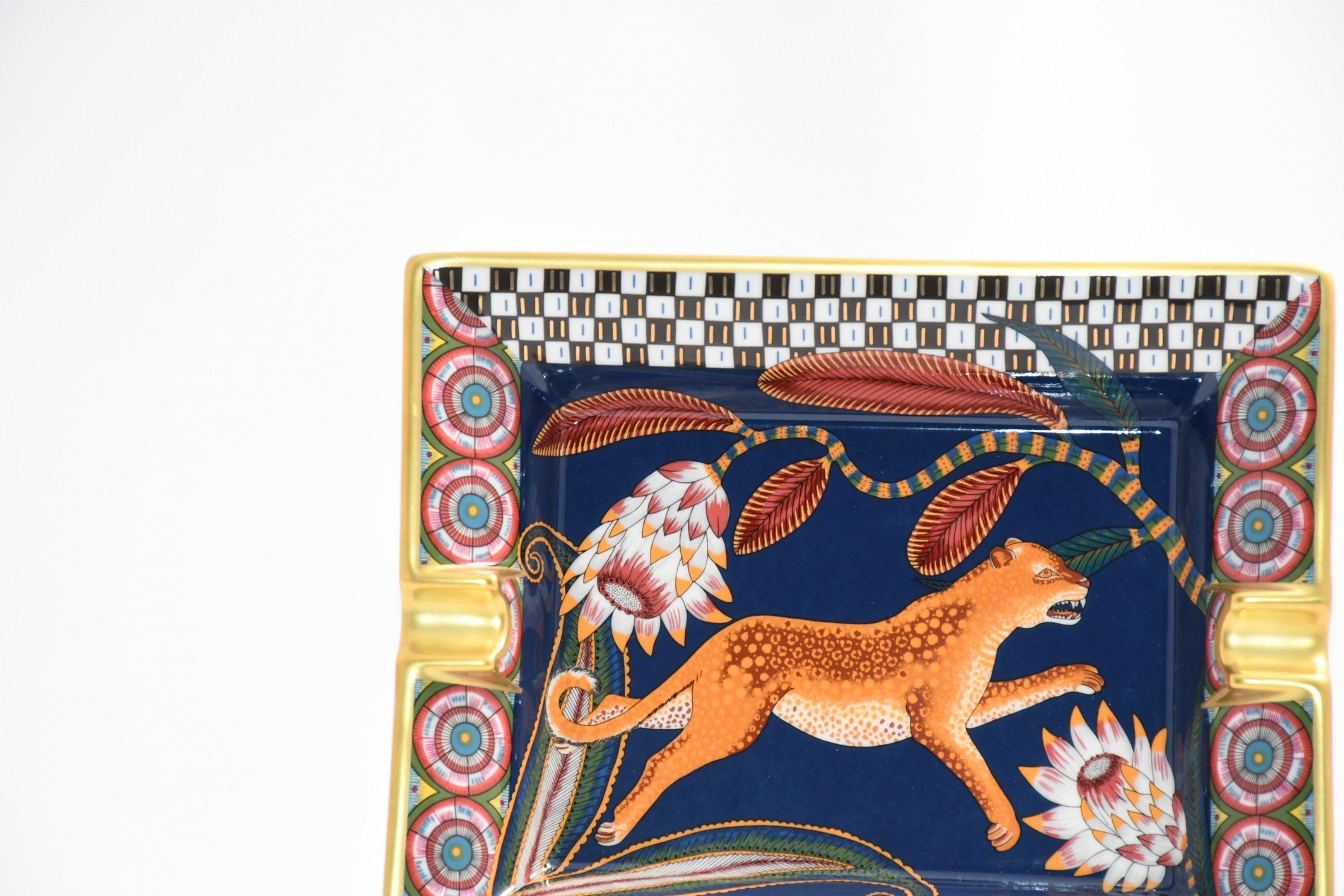 Hermes the Savana Dance Change Tray Navy Porcelain Ashtray Plate