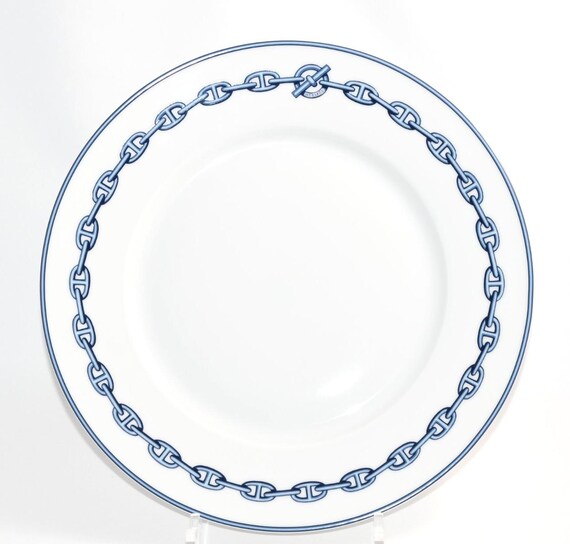 Hermes Chaine D'ancre Dinner Plate 27 Cm Blue Dinnerware 10.6” 061