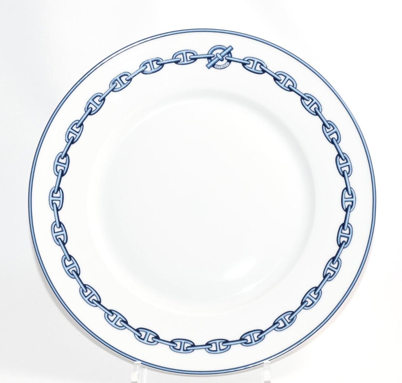 Hermes Chaine D'ancre Dinner Plate 27 Cm Blue Dinnerware 10.6” 061