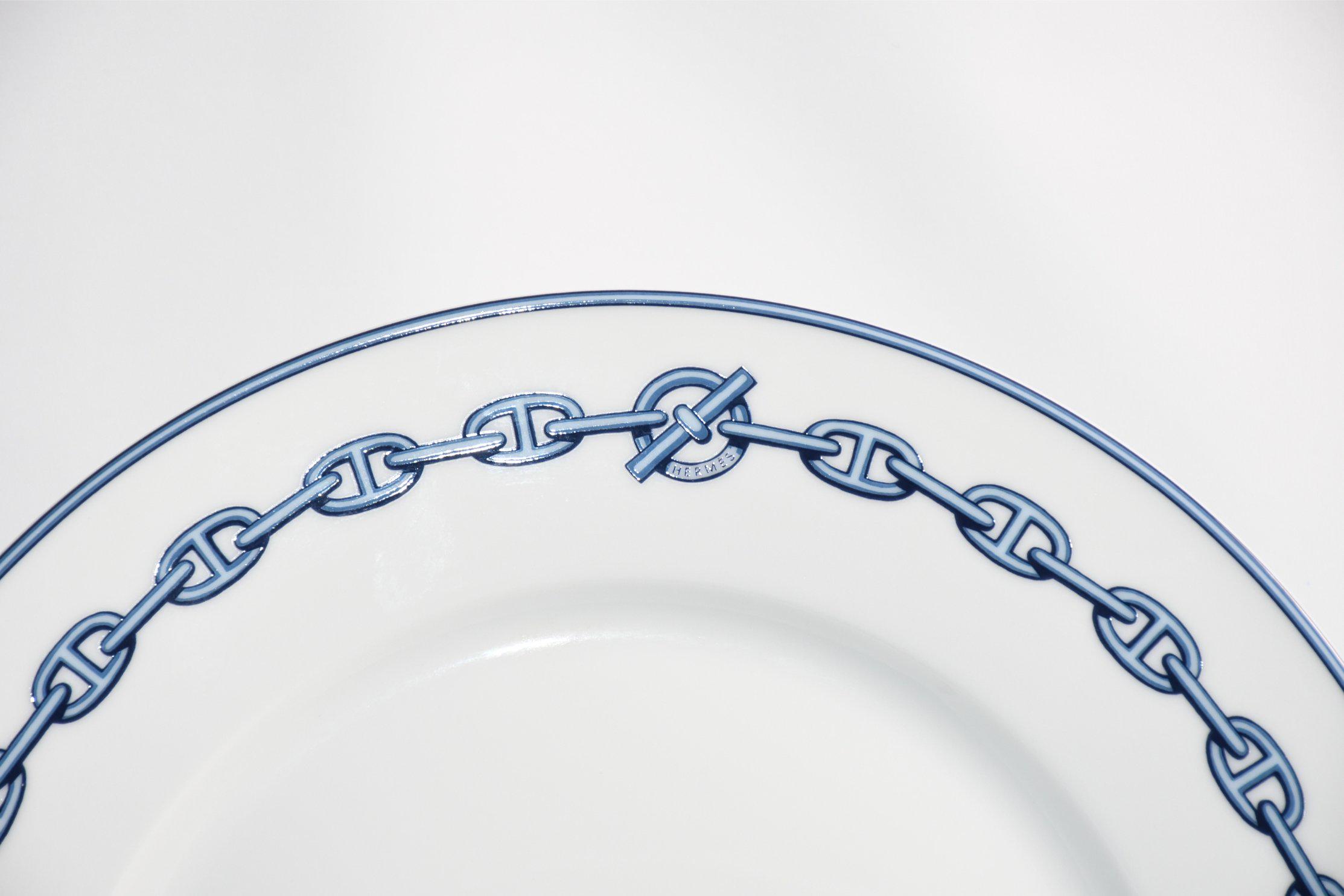 Hermes Chaine D'ancre Dinner Plate 27 Cm Blue Dinnerware 10.6” 061