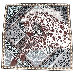 Hermes Scarf Appaloosa des Steppes 90 cm silk zebra horse Carre brown