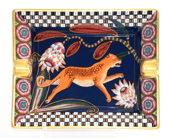 Hermes the Savana Dance Change Tray Navy Porcelain Ashtray Plate
