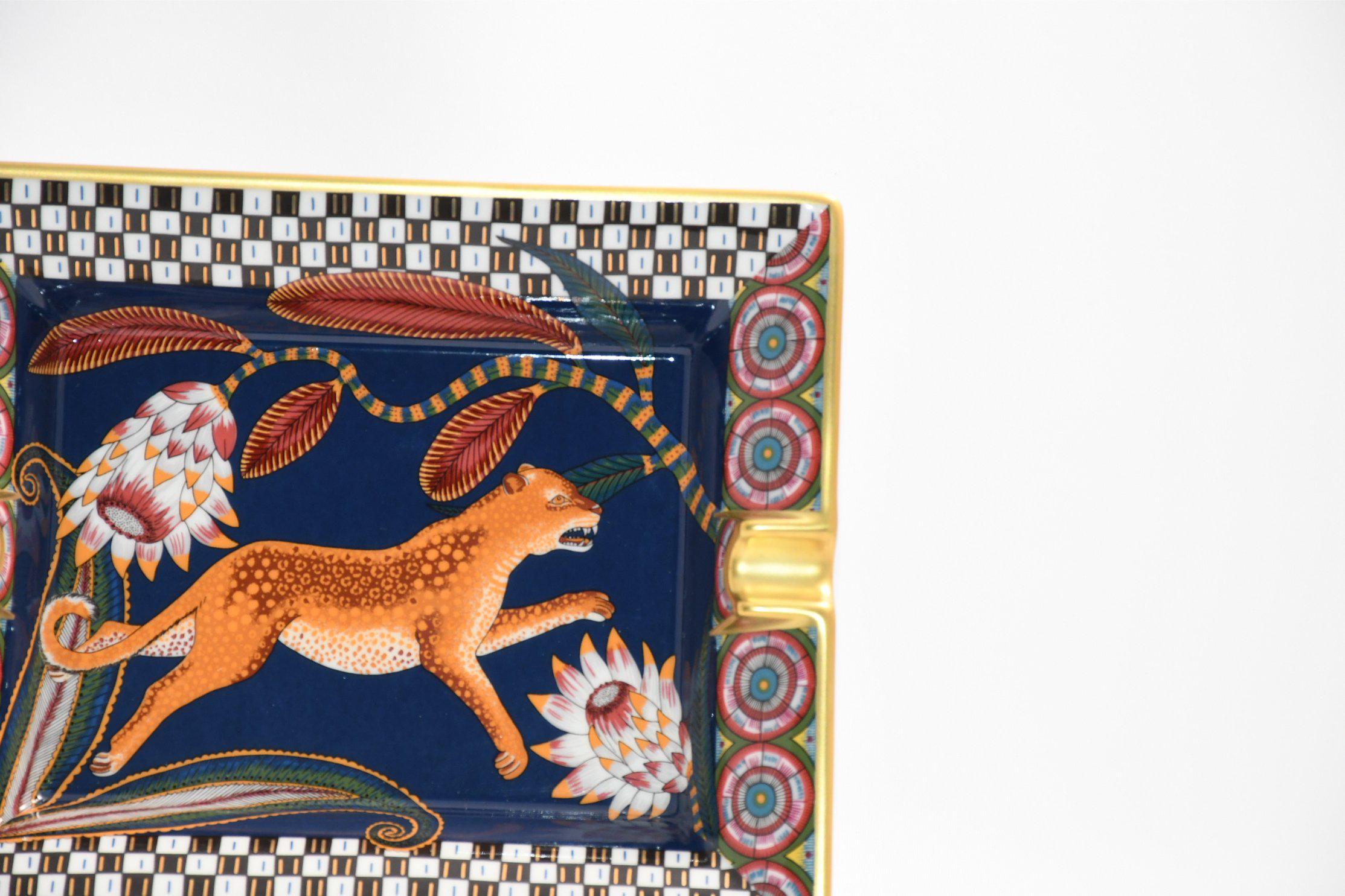 Hermes the Savana Dance Change Tray Navy Porcelain Ashtray Plate