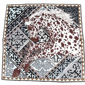 Hermes Scarf Appaloosa des Steppes 90 cm silk zebra horse Carre brown