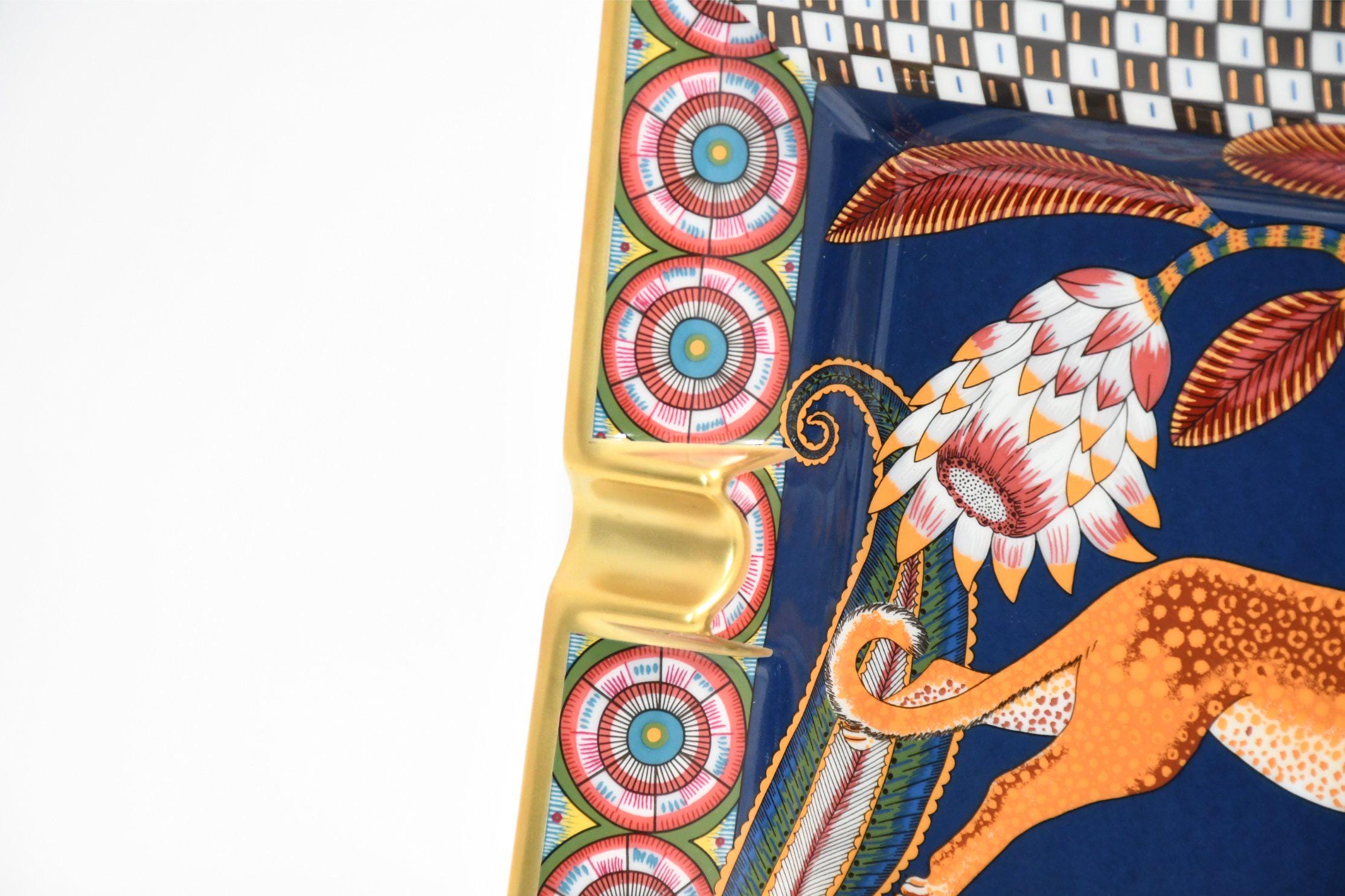 Hermes the Savana Dance Change Tray Navy Porcelain Ashtray Plate