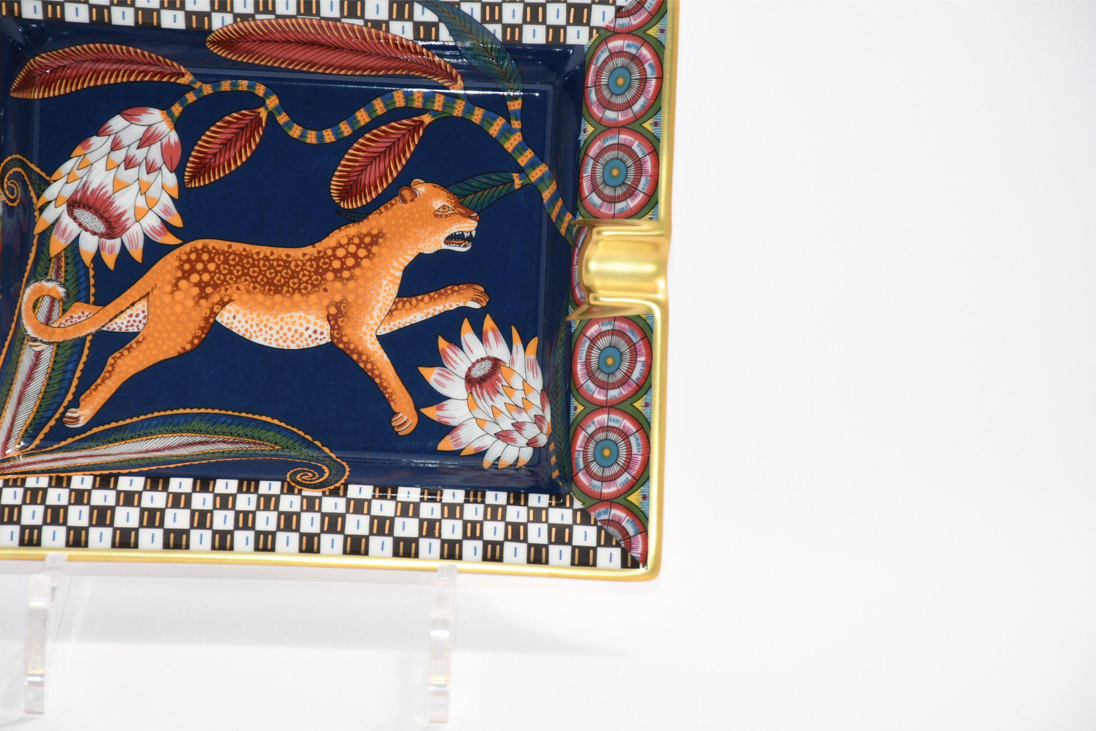 Hermes the Savana Dance Change Tray Navy Porcelain Ashtray Plate