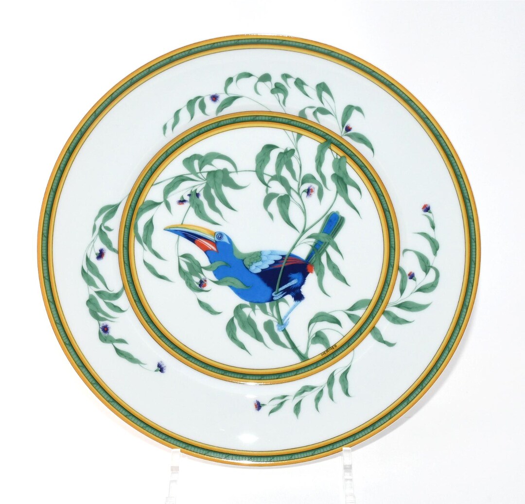 Prato de jantar Hermes Tucano 25 cm porcelana louça pássaro outro 8,75 ...