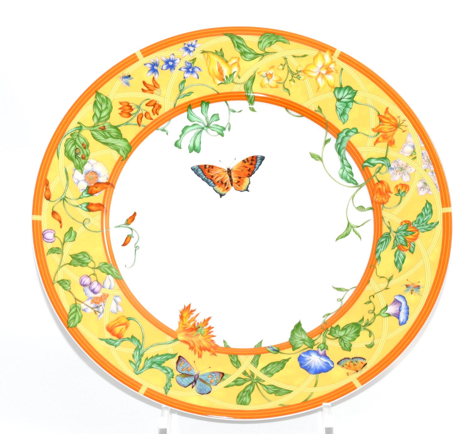 Hermes La Siesta Dinner Plate 27 cm porcelain yellow flower 10.6" M190