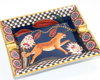 Hermes the Savana Dance Change Tray Navy Porcelain Ashtray Plate