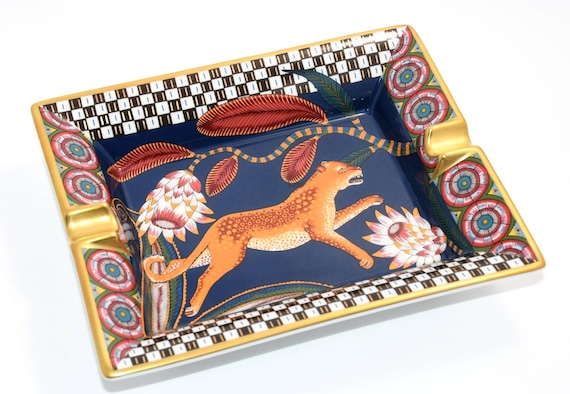 Hermes the Savana Dance Change Tray Navy Porcelain Ashtray Plate