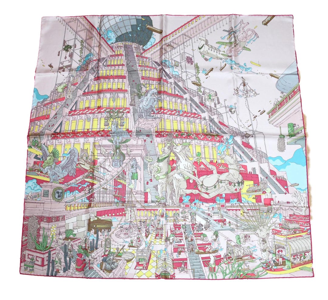 Hermes Scarf La Legende Du Cheval a Plumes 90 Cm Silk Pink Carre