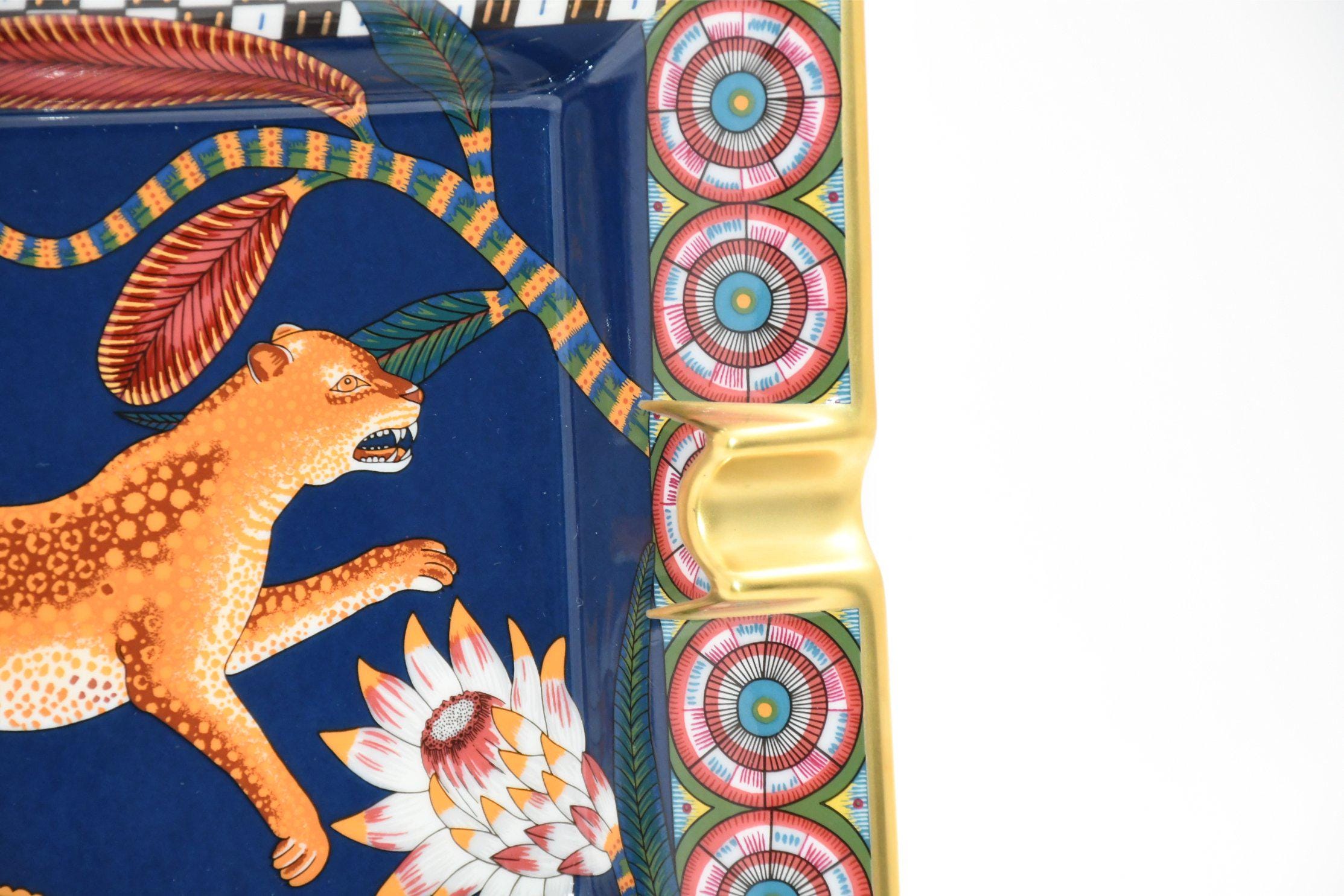 Hermes the Savana Dance Change Tray Navy Porcelain Ashtray Plate
