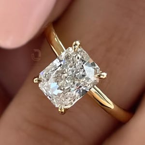 3.50 CT Radiant Cut Moissanite Engagement Ring 14K Yellow Gold Hidden Halo Ring Radiant Diamond Ring Promise Ring Anniversary Ring Gift Ring