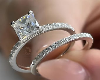 Anillo De Proma Femenina De Plata De Ley S925, Corte Princa, 4mm, Moissanita, Anillos De Compromiso Para Boda Para Mujer Y Hombr, Joyería De Moda - AliExprs 36