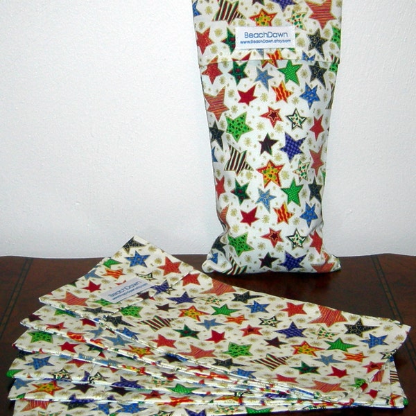 Eye Pillow Cover with Holiday Star Design on a Washable 100% Cotton Fabric