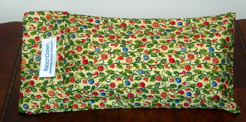 Eye Pillow Cover with Christmas Holly and Berries Design on a Washable 100% Cotton Fabric image 2