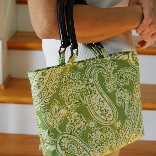 Green and White Paisley  Handbag