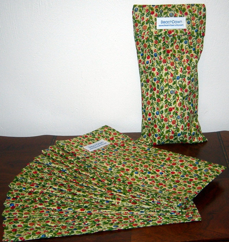 Eye Pillow Cover with Christmas Holly and Berries Design on a Washable 100% Cotton Fabric image 1