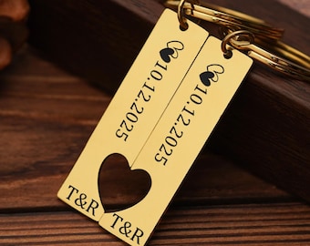 Personalised Special Date Keyrings, Anniversary Date, Couples Keyring Set, Valentines Gift, Boyfriend Girlfriend Keyring, Matching Keyrings