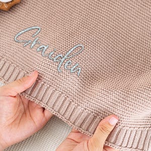 Baby Blanket for Newborn Infant Baby, Soft Cotton Knit Blanket with Baby&#39;s Name, Embroidered Name Blanket, Baby Shower Gift, Christmas Gift